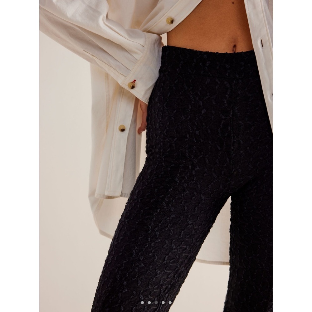 NWT $98 Free People Georgina Mesh Flare Pants Black NEW - Picture 5 of 6